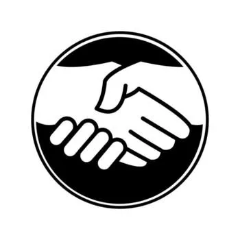 Handshake icon implying friendliness and knowledge